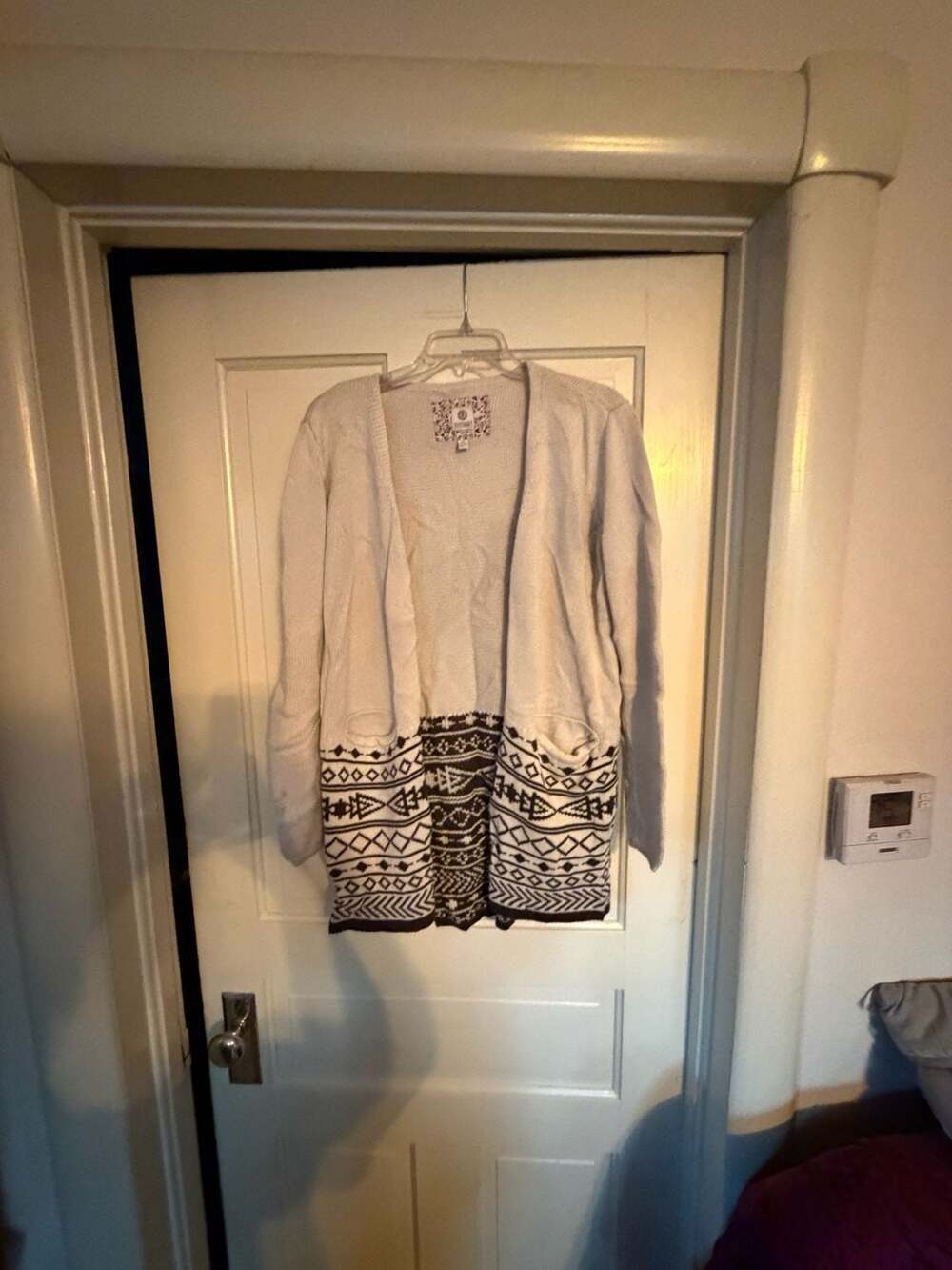 Element Eden Women's Geometric Tribal Pattern Open-Front Cardigan Sweater Size M